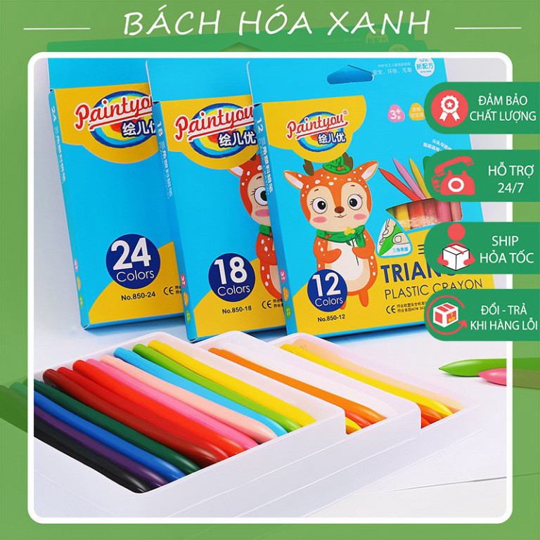 Bộ 24 Bút Màu Sáp - Màu Hữu Cơ Cho Bé Tập Vẽ - Cao Cấp Tự Nhiên An Toàn - Bách Hóa Xanh