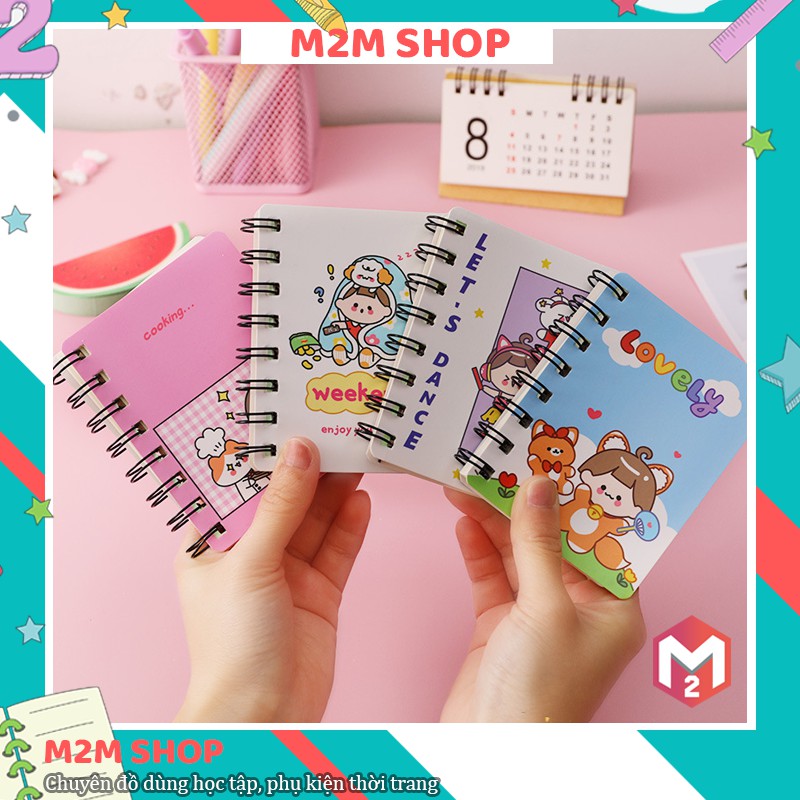 Sổ tay mini lò xo không có dòng kẻ cute hình cô gái dễ thương 80 trang A7 (10.5 * 8cm)