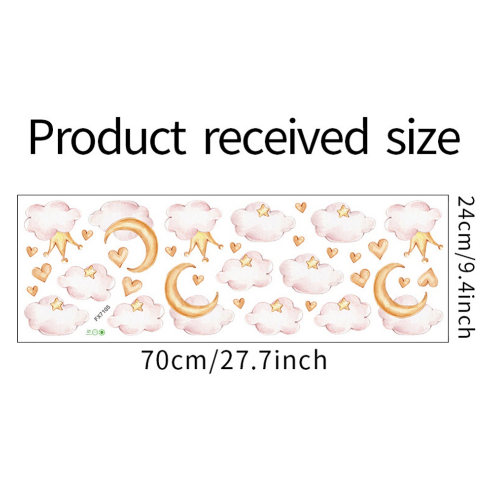 Sticker Dán Tường Họa Tiết Đám Mây Và Ngôi Sao Màu Nước Dùng Trang Trí Phòng Ngủ