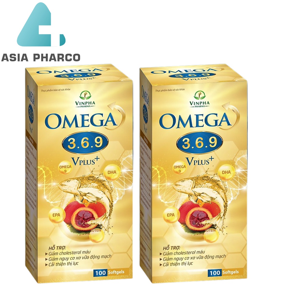 Viên dầu cá Omega 3 6 9 Dầu hạt lanh, dầu gấc, hoa anh thảo - 100 viên [Omega 369 Vplus Vàng]