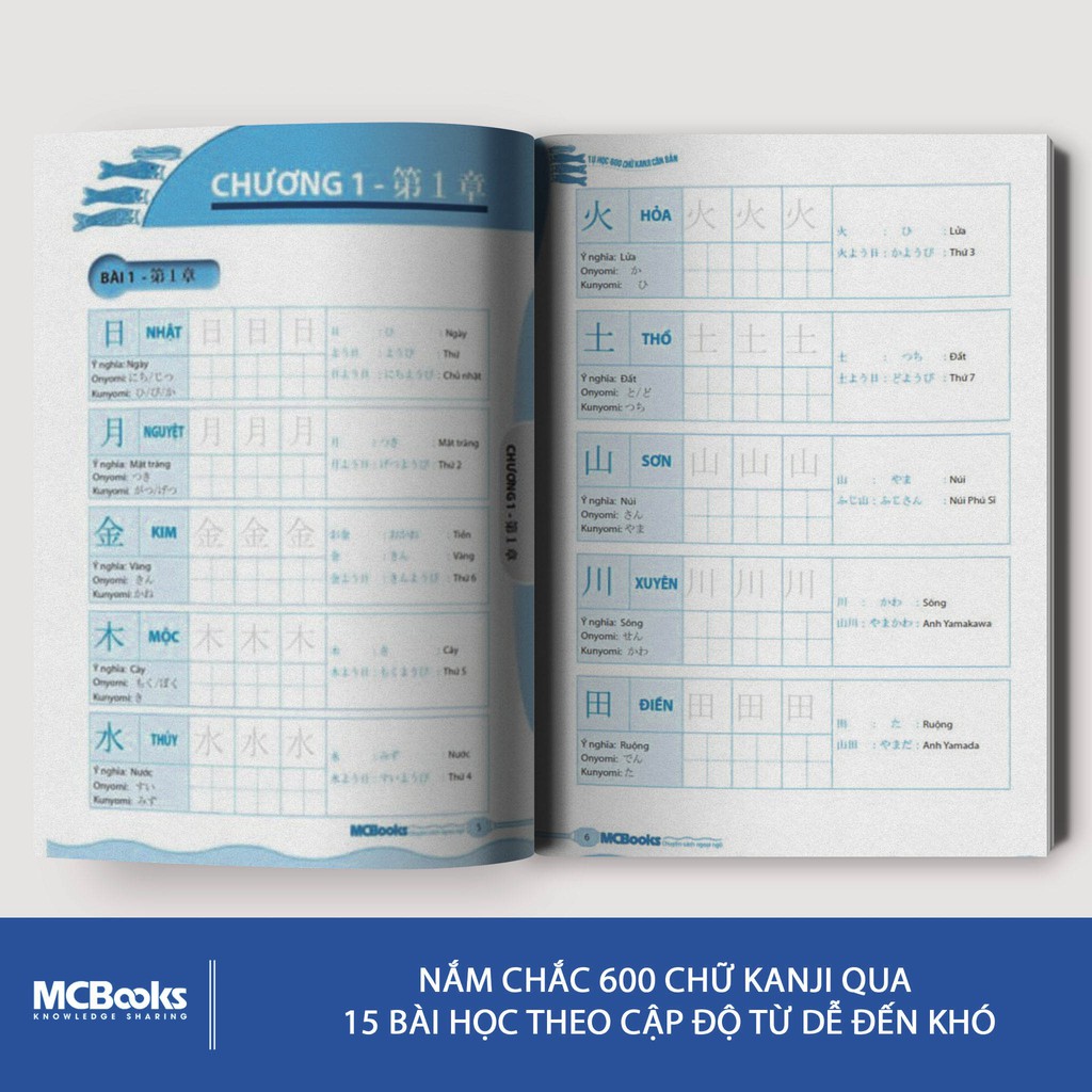 Sách - Tự học 600 Chữ Kanji Căn Bản Bản Mới Cho Người Mới Bắt Đầu - MCBooks