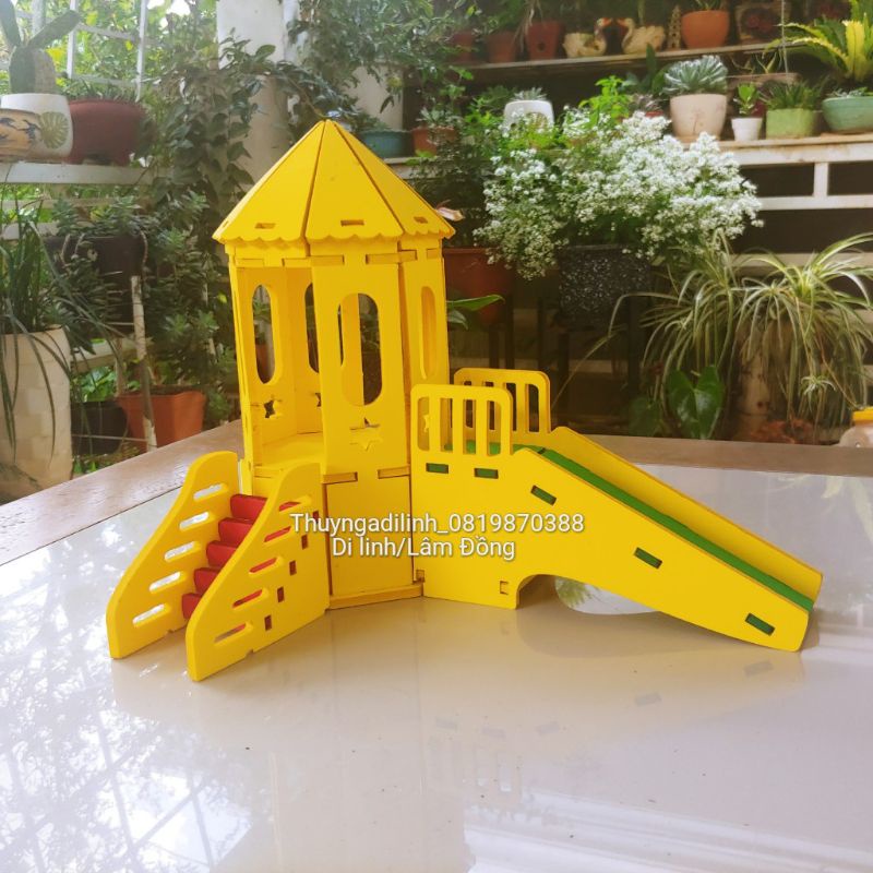 Cầu trượt mút xốp 5 ly mầm non ( chi tiết rời tự lắp ráp) 38x23cm