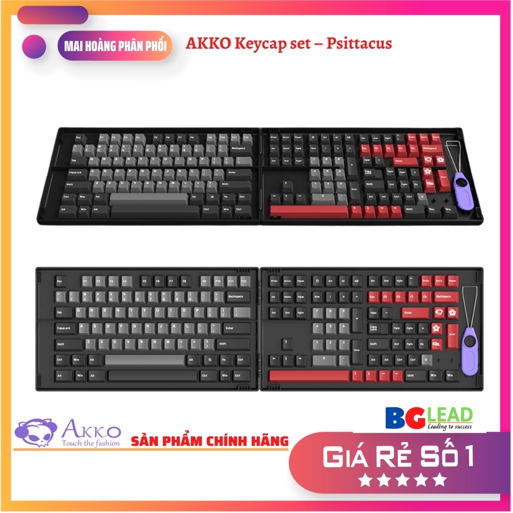 Bộ keycap cho bàn phím cơ AKKO Keycap set – Psittacus (PBT Double-Shot/Cherry profile/157 nút) - Mai hoàng phân phối