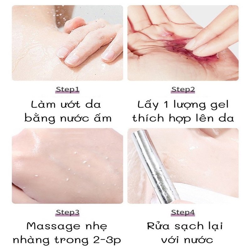 Gel Tẩy Tế Bào Chết Mâm Xôi Đen GinBi -  Kem Tẩy Tế Bào Chết Toàn Thân Dưỡng Trắng Da An Toàn, Hiệu Quả