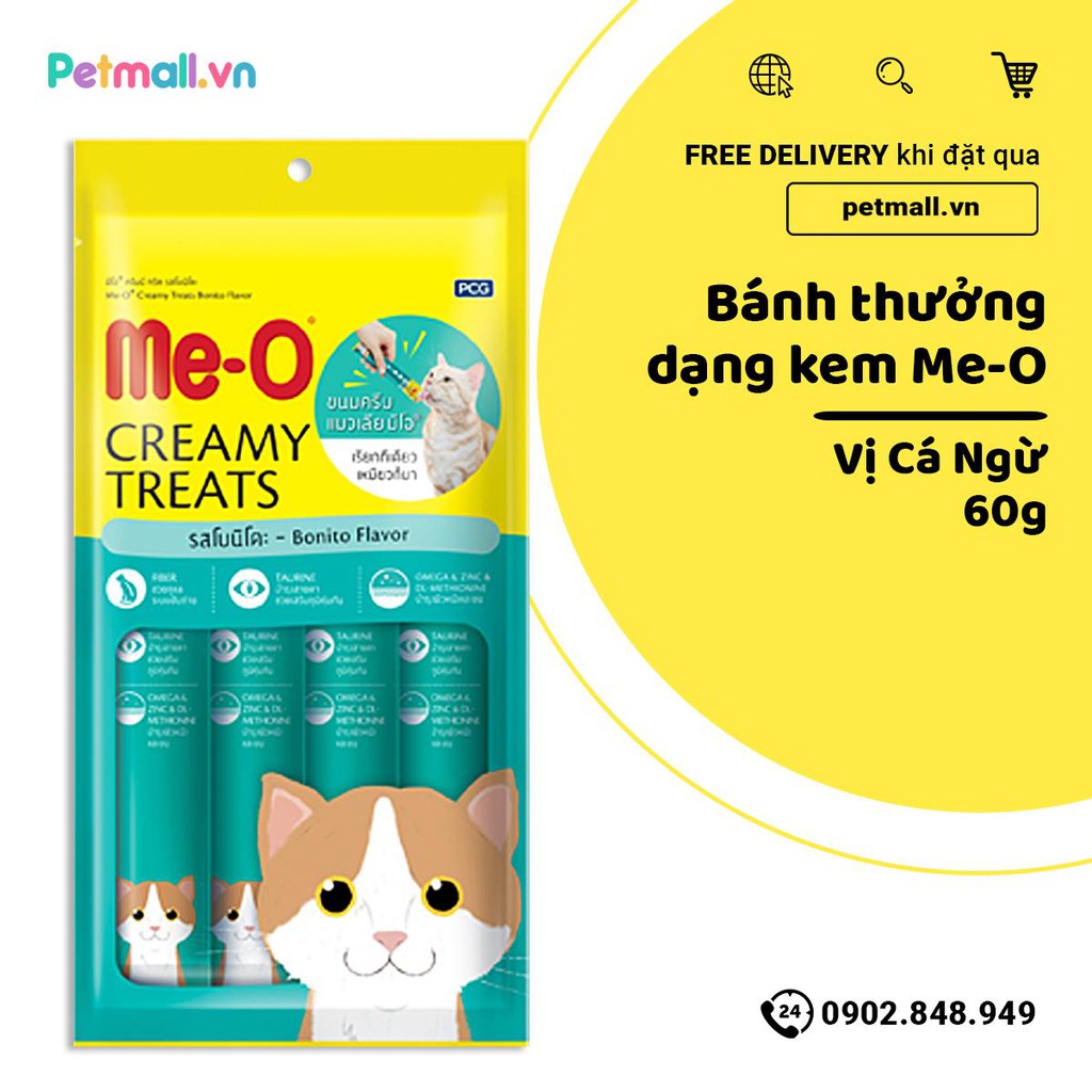 BÁNH THƯỞNG DẠNG KEM ME-O - HƯƠNG VỊ CÁ NGỪ - 60G