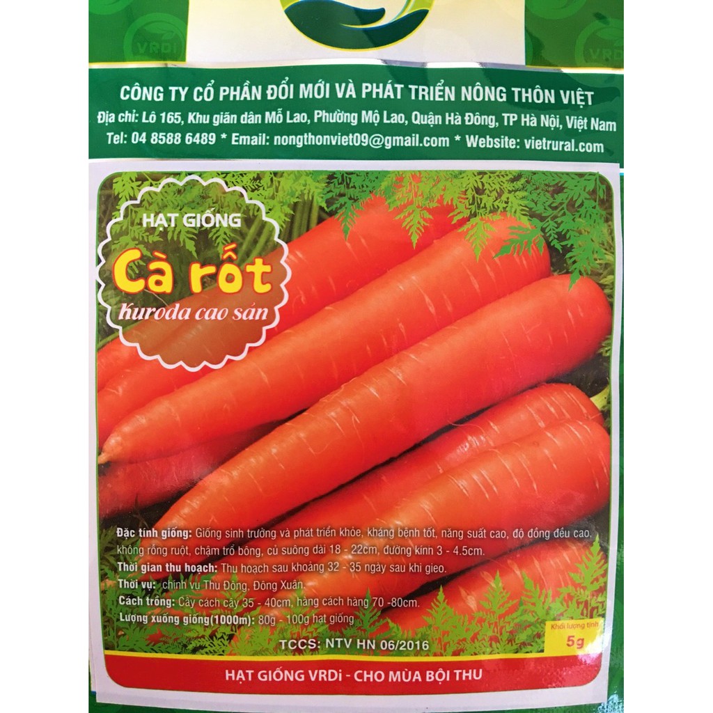 Hạt giống cà rốt ta ngọt, dễ trồng 2gr/ gói