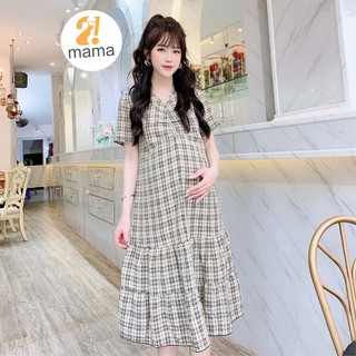 Váy bầu thiết kế 2MAMA dáng suông đuôi cá chun ngực V71