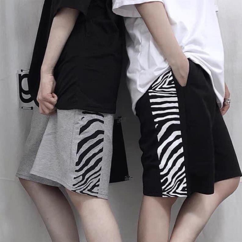 [Rẻ Vô Địch] Quần Short Thun Unisex, Quần Short Nam Nữ QS13 Phối Hoạ Tiết Báo Siêu Hot