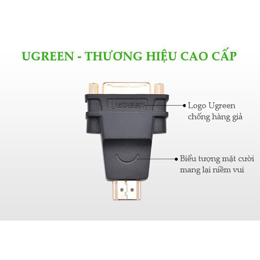 [Mã ELHACE giảm 4% đơn 300K] Đầu chuyển đổi HDMI sang DVI-I âm Ugreen 20123 chính hãng - HapuStore