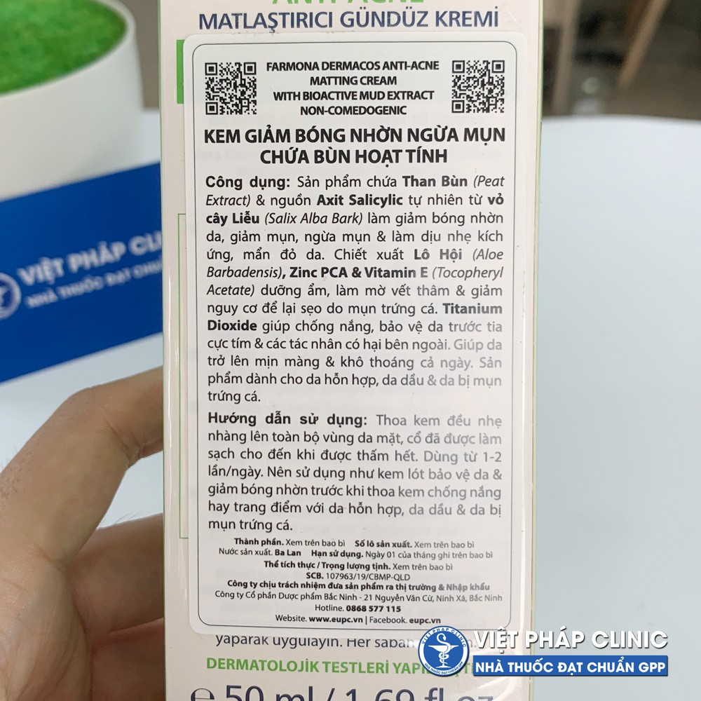 Kem Giảm Bóng Nhờn, Ngừa Mụn Farmona Dermacos Anti Acne Matting Cream 50ml