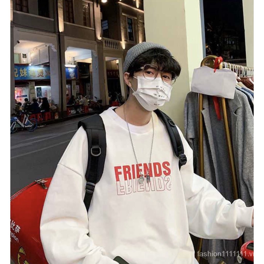 Áo sweater. áo nỉ in chữ FRIENDS nỉ cotton forrm rộng unisex phong cách Ulzzang