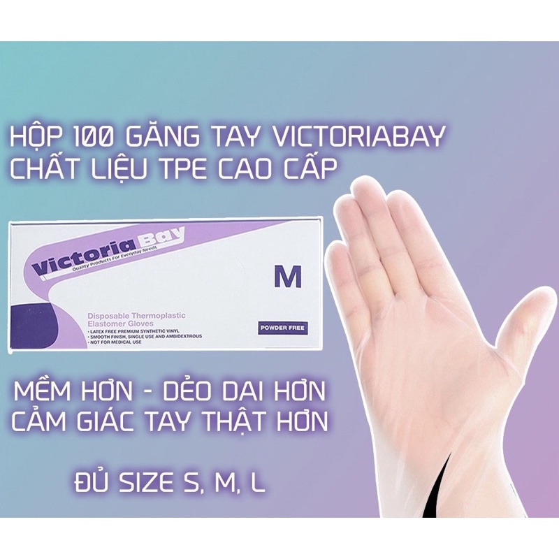 Hộp 100 găng tay TPE làm bếp VictoriaBay siêu dai