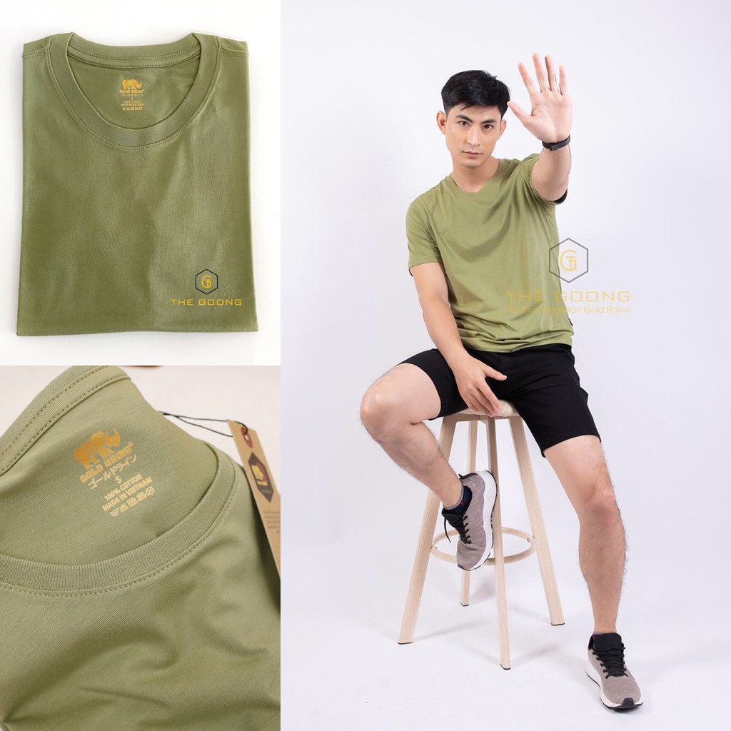 Áo Phông Trơn Nam TheGoong Cổ Tròn, Áo Thun Basic Cotton Cao Cấp Hàng Hiệu Thoáng Mát Kháng Khuẩn Tay Ngắn Màu Xanh Bơ
