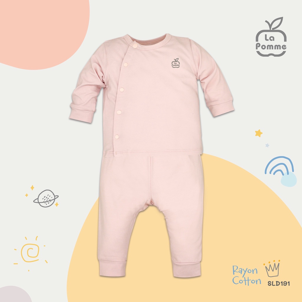 Set combo La Pomme Cotton cài chéo cài giữa body dài tay sơ sinh cao cấp mềm mịn cho bé trai bé gái SLS190 SLD191 JL050