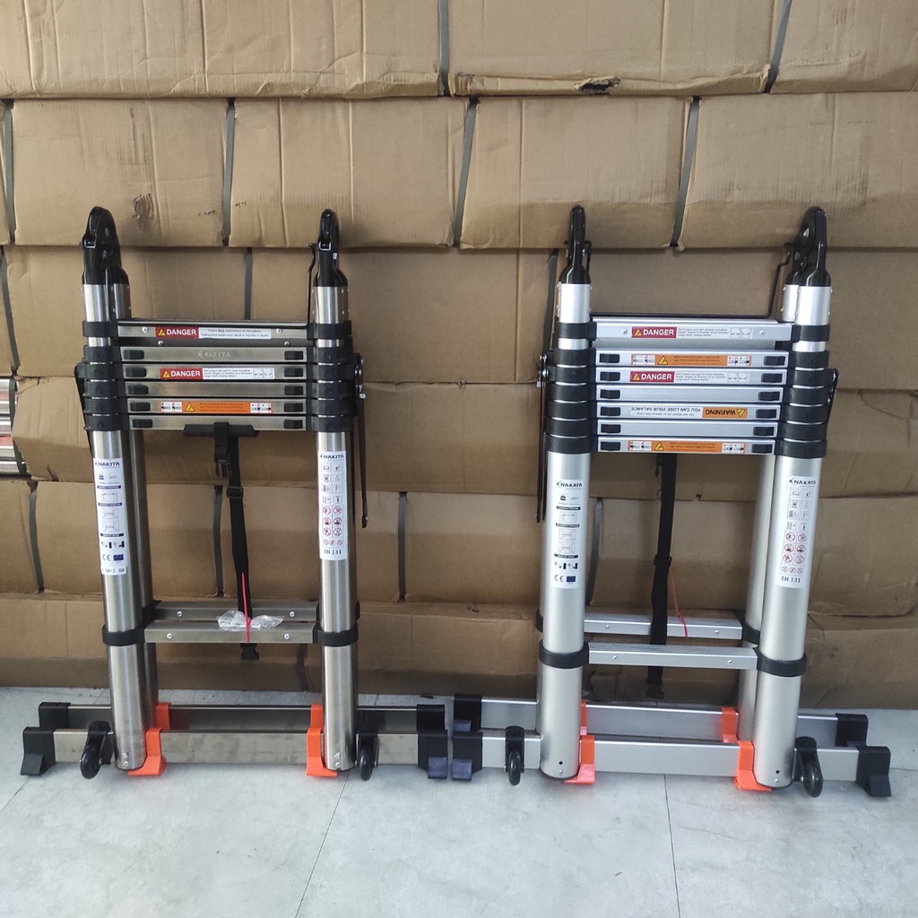 Thang Nhôm Rút NAKATA & Inox NAKITA Chữ A Các Loại 1.9m - 2.2m - 2.5m - 2.8m - 3.2m - 3.8m Mẫu 2022 - Tải Trọng 150kg