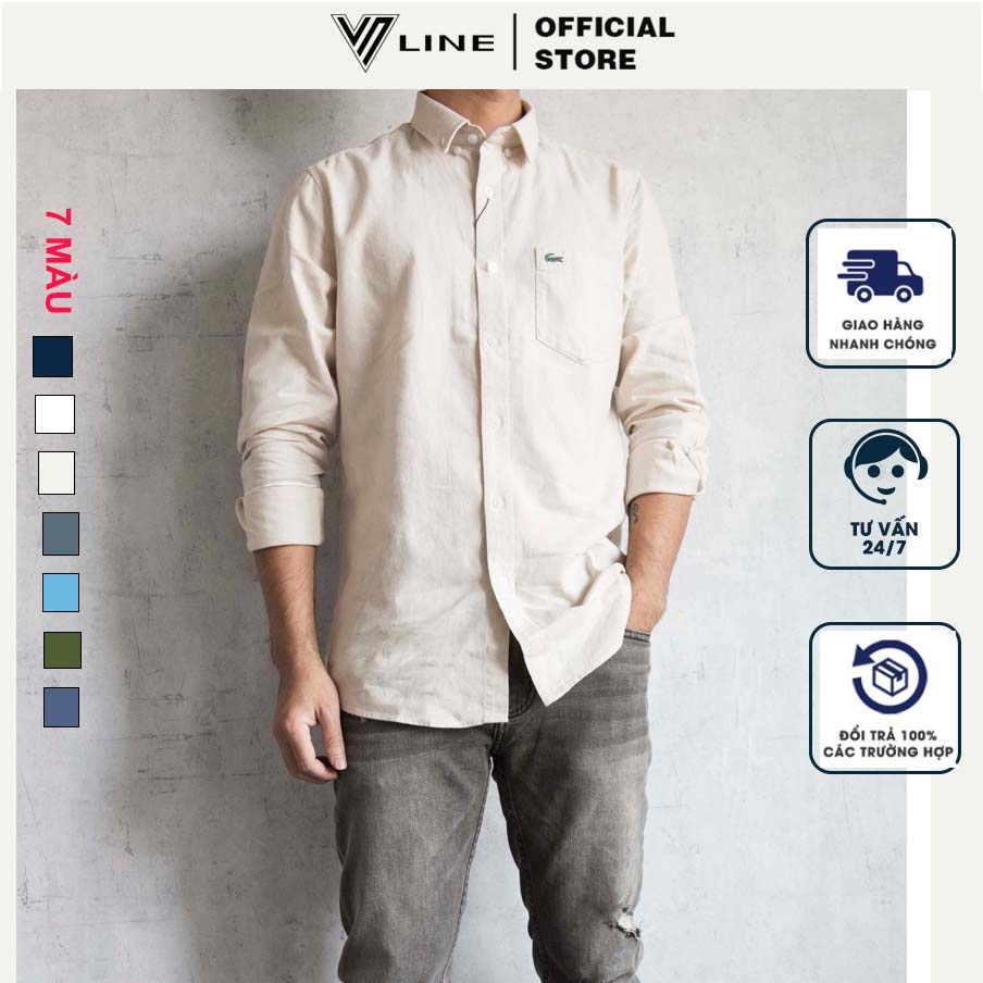 Áo sơ mi nam dài tay vải đũi mềm mịn, cổ bẻ trẻ trung VNLINE - ASMDLC