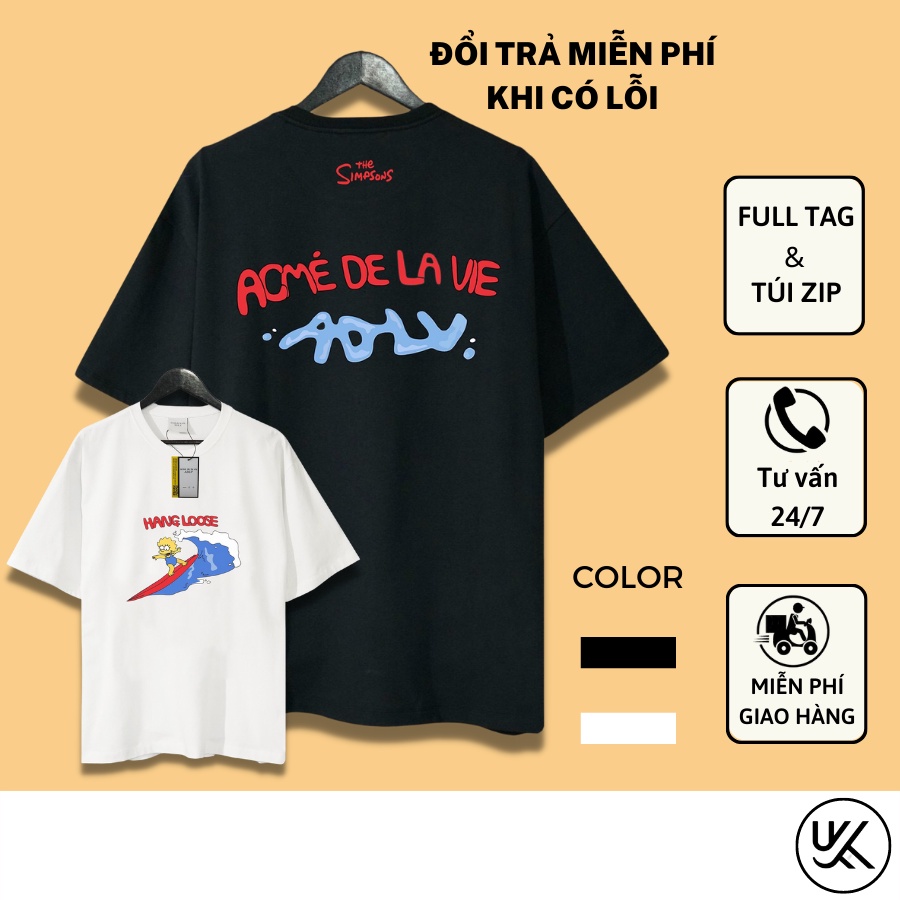 Áo Thun Tay Lỡ ADLV The Simpsons, áo phông unisex Form rộng oversize, chất liệu Cotton. KKIMShop