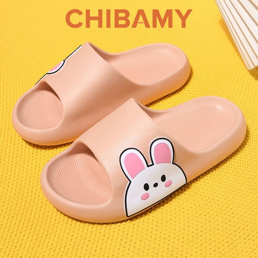 Dép bánh mì nữ CHIBAMY hình Mặt Thỏ, đế cao su chống trơn trượt siêu cute mới FORM NHỎ