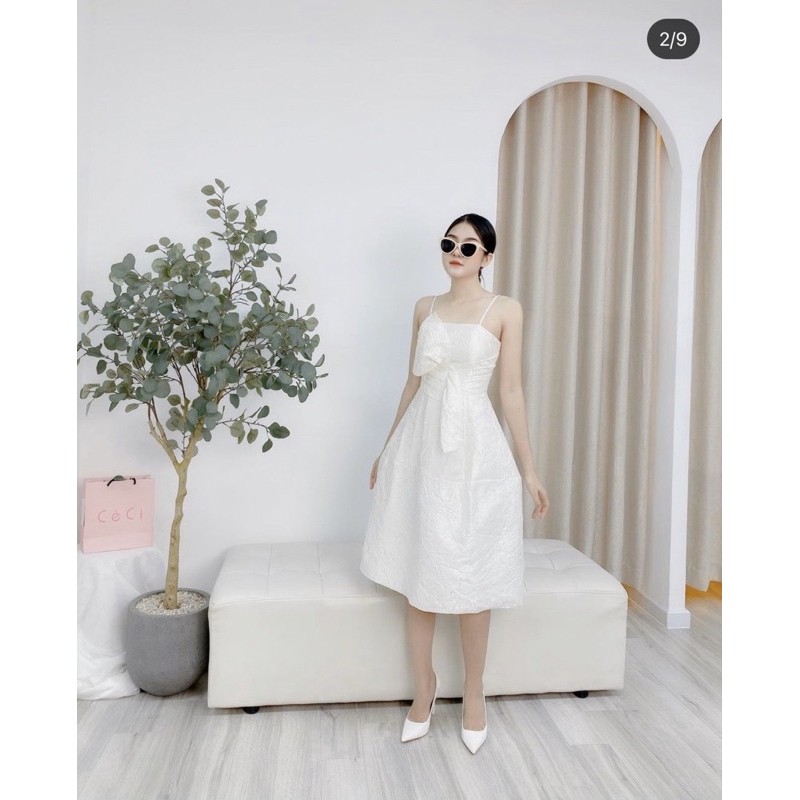 ĐẦM GẤM NƠ BẢNG TO ĐỎ - TRẮNG