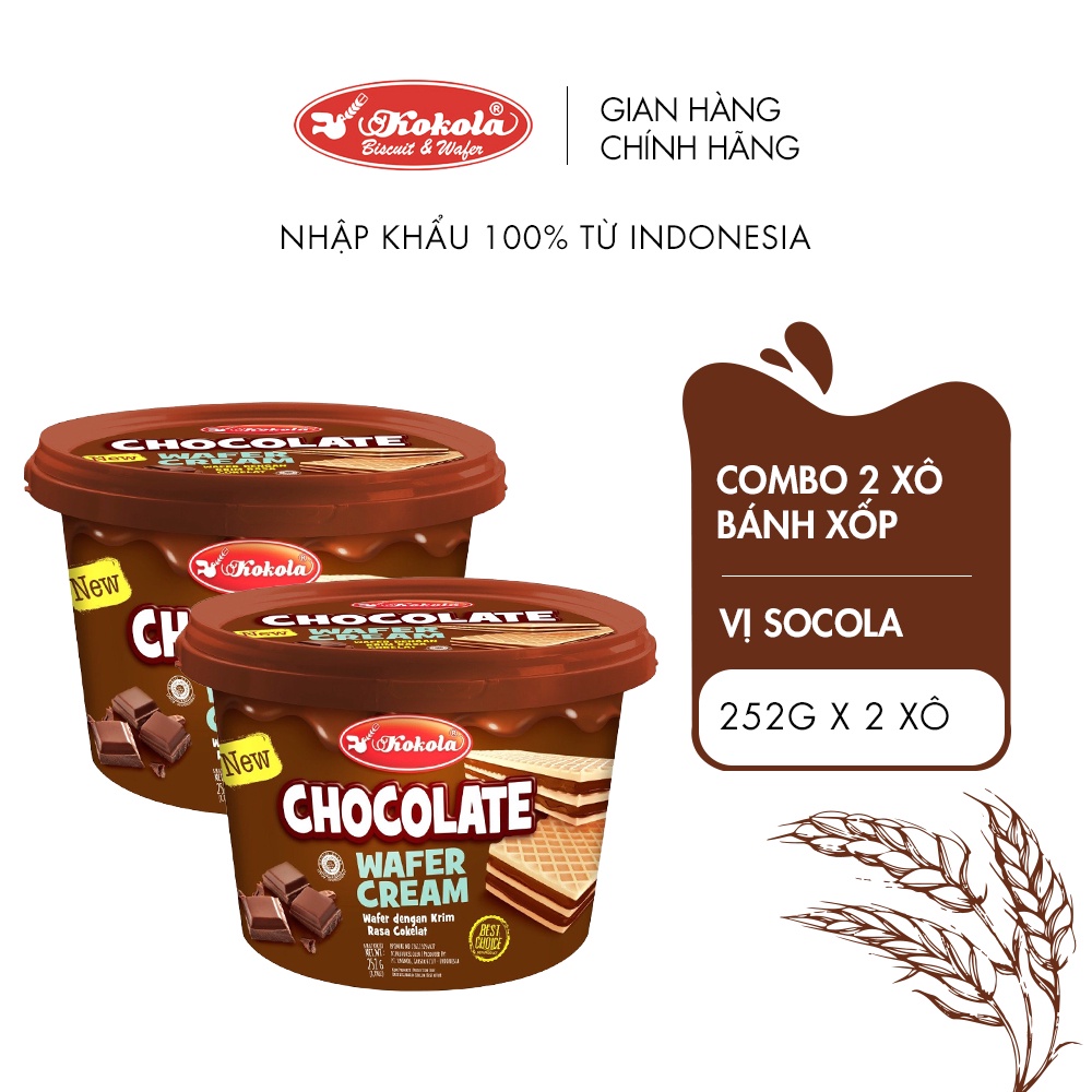 Combo 2 Bánh Xốp xô vị Socola KOKOLA 252g