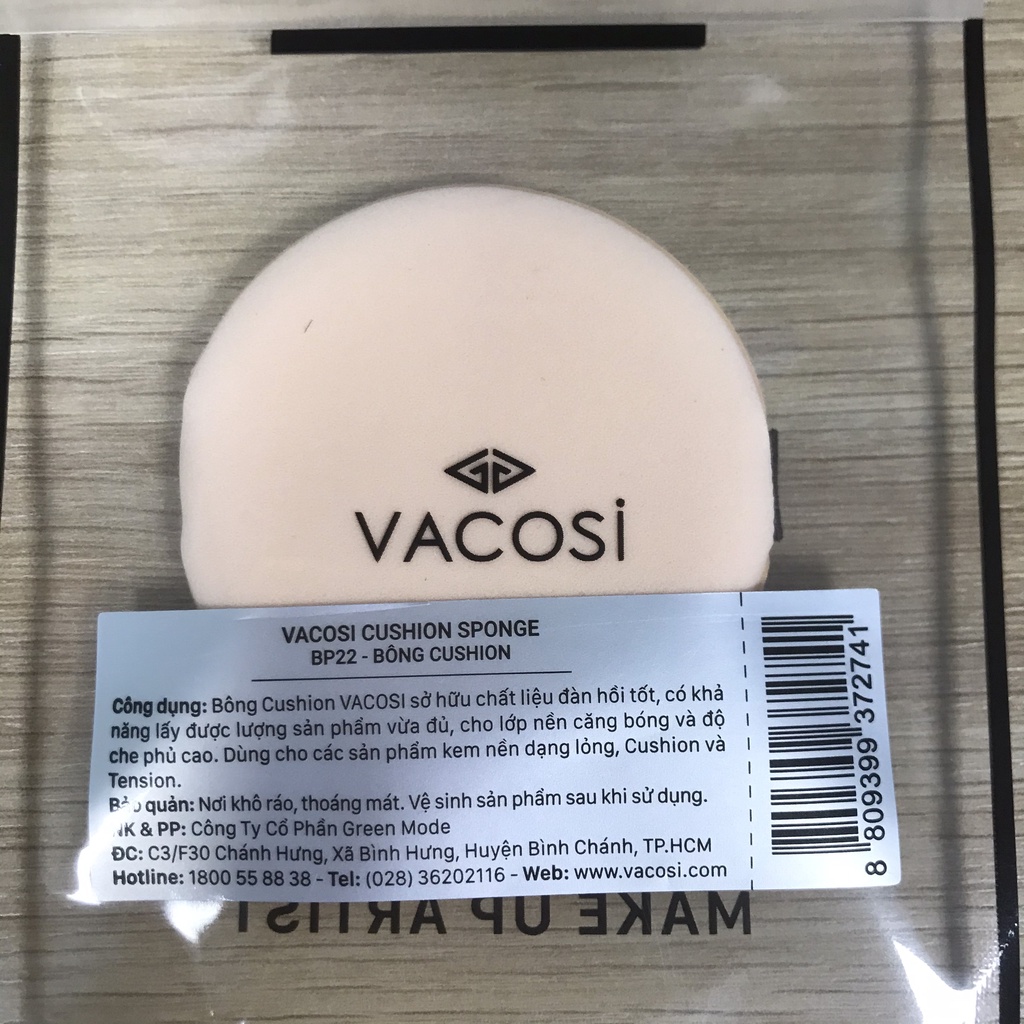 Bông tán phấn nước VACOSI cushion BP22,PU02/PU03