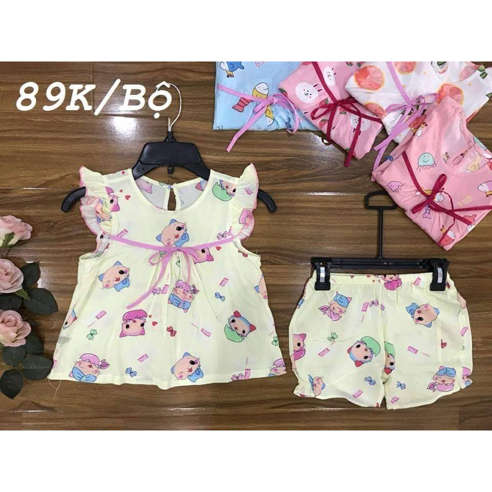 Bộ ngắn tay bé gái vải lanh siêu mát mẻ