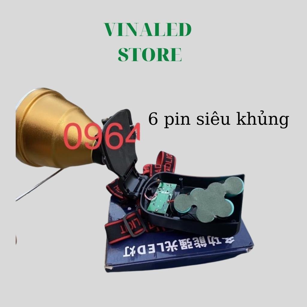 Đèn pin đội đầu siêu sáng K600 đèn có báo pin, cổng USB chóa lớn 10cm, 6 pin siêu khủng sáng liên tục 16h