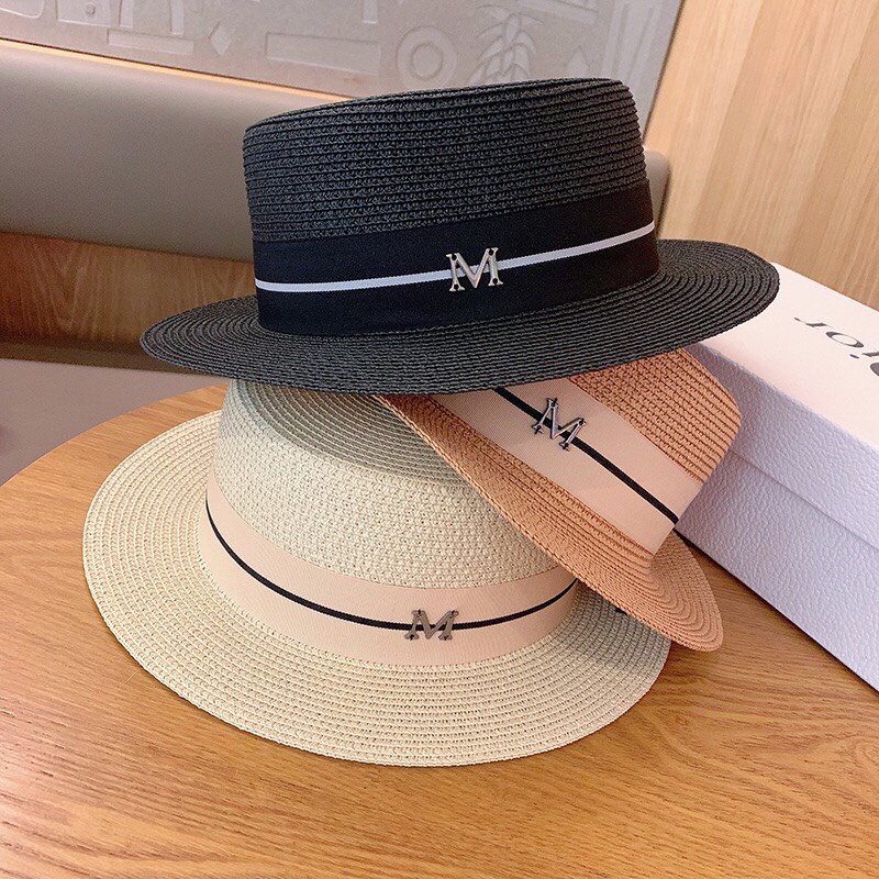 Nón Cói Nữ , Mũ Cói Đi Biển Vành Nhỏ Chữ M Dáng Vuông Sang Chảnh - SV-6