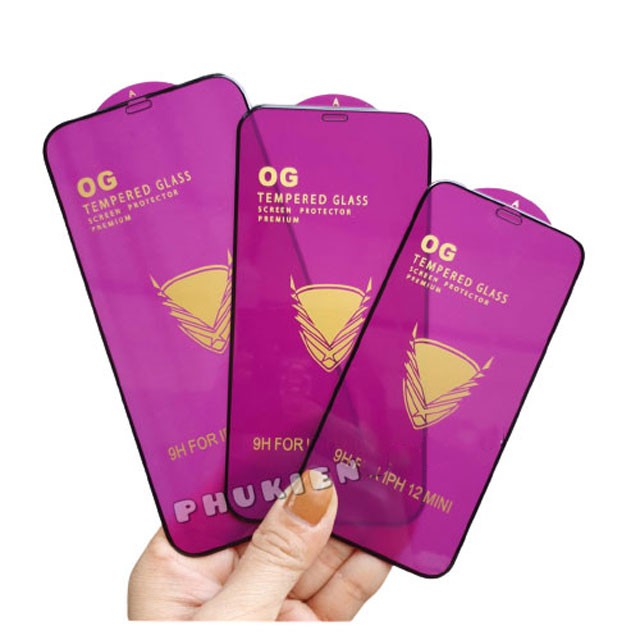 Kính Cường Lực Iphone 12 Mini, Ip12, 12Pro, 12Promax tím OG siêu đẹp, miếng dán màn hình điện thoại, kinhcuongluc