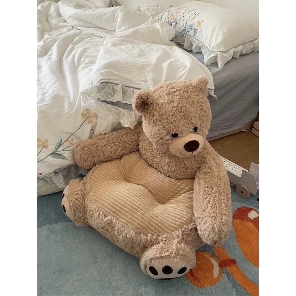 Ghế Bệt Gồi Hình Gấu Teddy Vải Nhung Co Dãn Bông Siêu Ấm Hàng Nhập Khẩu Cao Cấp