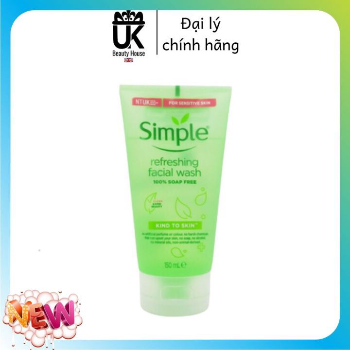 Sữa Rửa Mặt💕💕𝗖𝗛𝗜́𝗡𝗛 𝗛𝗔̃𝗡𝗚💕💕 Simple Gel Kind To Skin Refreshing Facial Wash Gel 150ml