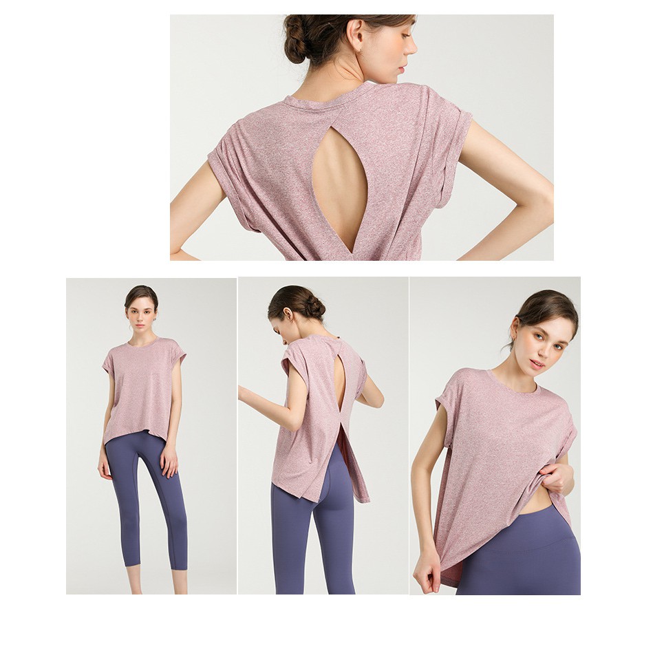 Áo Thun Thể Thao Tay Ngắn Dáng Rộng Thoáng Khí Nhanh Khô Thời Trang Quyến Rũ Cho Nữ