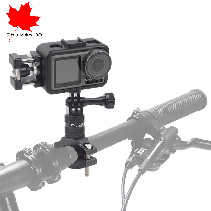 Kẹp 360 hợp kim nhôm aluminum kẹp ghi đông tay lái xe đạp dùng cho camera hành động GoPro, Sjcam, Osmo Action, Yi Action