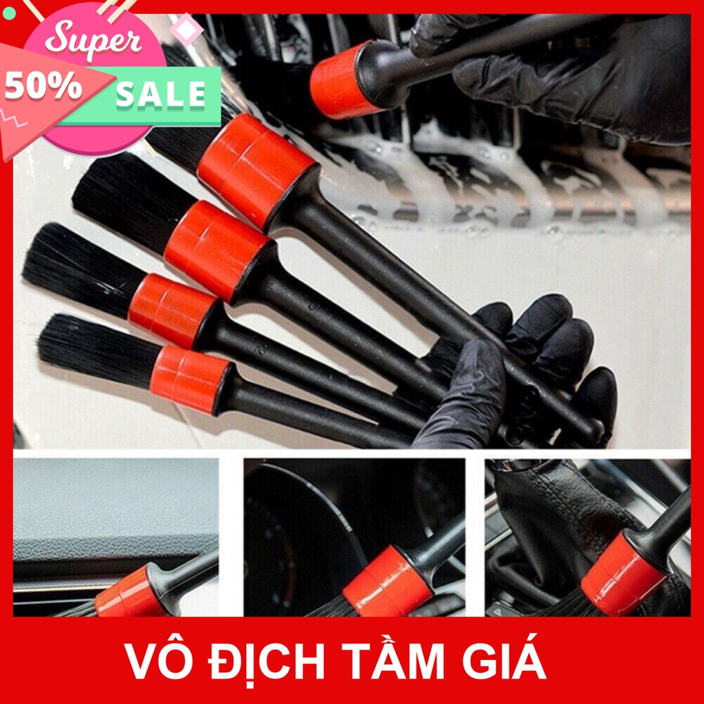 Bộ 5 Chổi Cọ Vệ Sinh Xe Ô Tô Đa Năng - Cọ Rửa Khoang Máy, Mân Xe, Nội Thất