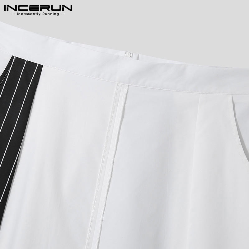 Chân váy INCERUN dài qua gối in sọc thời trang cho nam