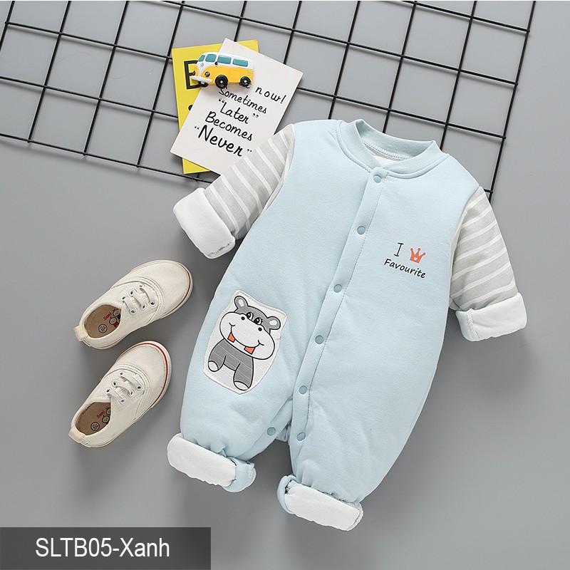 Body trần bông 3 lớp ủ ấm cho bé Trai bé gái 3-12 tháng SLTB05