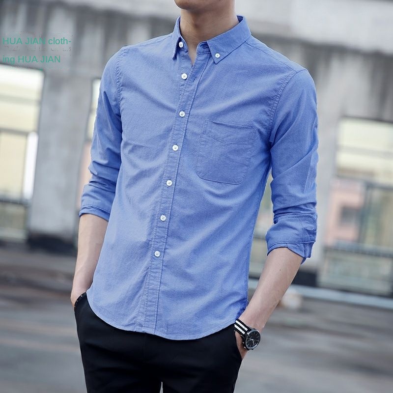 Áo khoác sơ mi denim tay dài phong cách Hàn Quốc thời trang xuân thu cho nam