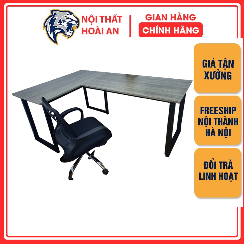 Bàn chữ L HA05 Bàn Có Kết Cấu Chắc Chắn, Khả Năng Chịu Lực Tuyệt Vời Lên Đến 80 kg - Nội Thất hoài An