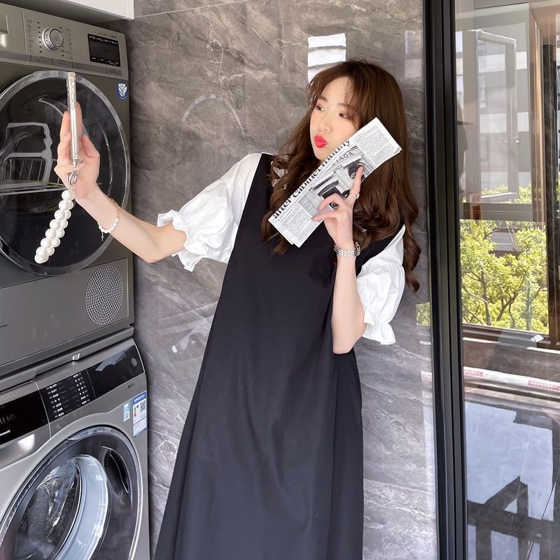 Set đầm không tay dáng rộng + áo sơ mi thời trang Hàn Quốc xinh xắn