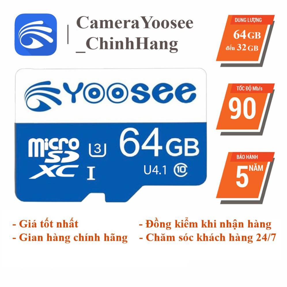 Thẻ nhớ chính hãng 64GB YOOSEE Class 10 chuyên dụng cho camera Yoosee, camera IP wifi, Điện thoại, loa đài,... Bh 5 năm