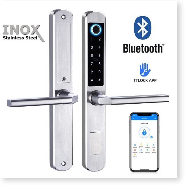 Khoá cửa vân tay INOX cao cấp dùng App TTLOCK chuyên cho cửa nhôm kính KG-NA21