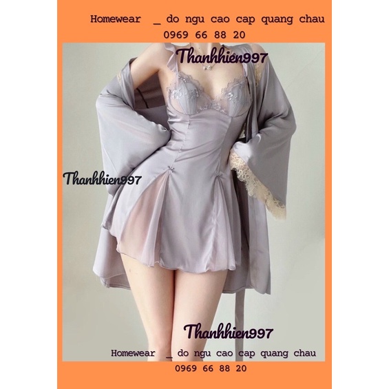 🌱Hàng cao cấp QC🌱Váy ngủ 2 dây lụa dáng xoè_có mút lót ngực tai thỏ_vải lụa satin co giãn nhẹ mền mịn mát ii0076