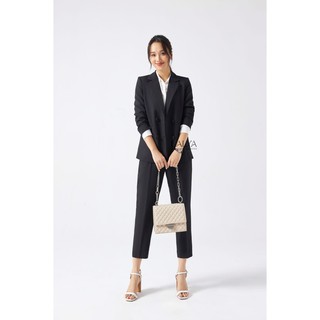 LALYA_Quần baggy cơ bản set blazer - Đen