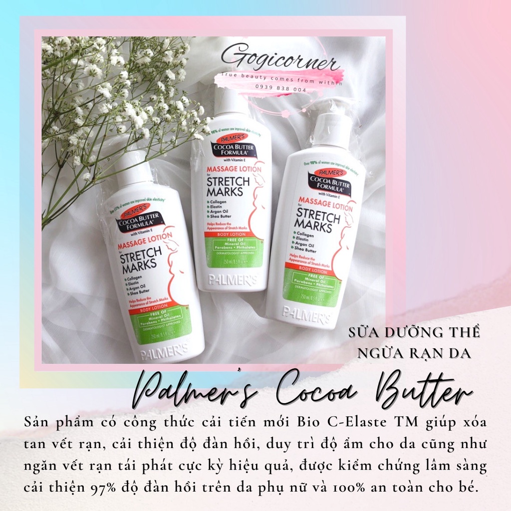 SỮA DƯỠNG DA NGĂN NGỪA RẠN DA CHO MẸ BẦU PALMER'S COCOA BUTTER FORMULA MASSAGE LOTION FOR STRETCH MARKS 250ML