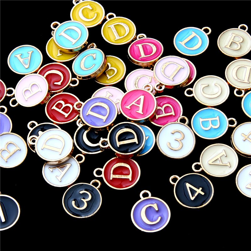 Mặt charm họa tiết chữ cái từ A-Z tráng men dùng làm vòng tay thủ công