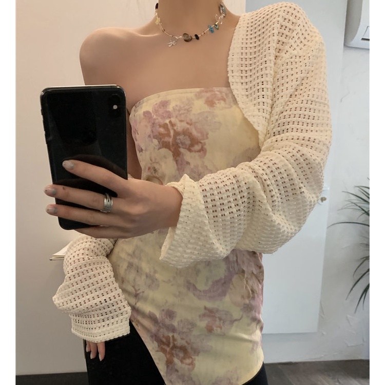 Áo Khoác Cardigan Chống Nắng Mỏng Dáng Ngắn Tay Dài Thời Trang Mùa Hè Cho Nữ