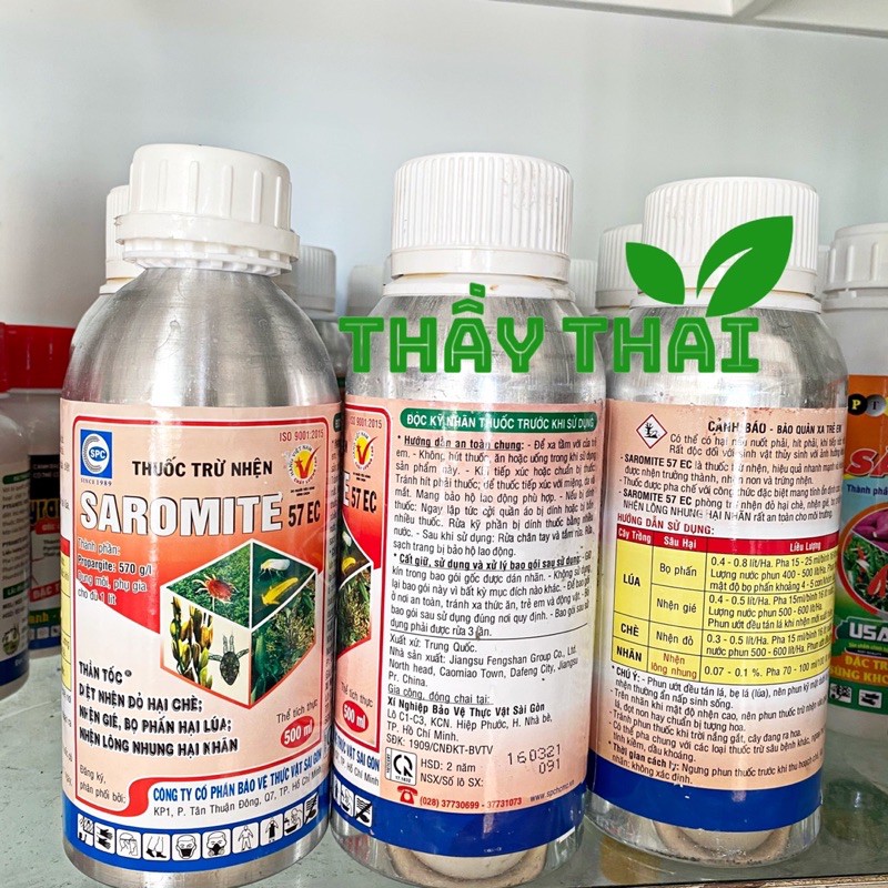 Saromite 57EC 500ml [ĐẶC TRỊ NHỆN KHÁNG THUỐC] Thuốc đặc trị nhện đỏ, nhện gié, nhện lông nhung, bọ phấn