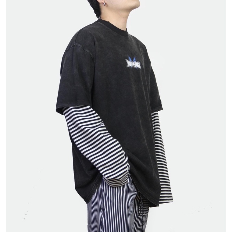 Áo dài tay sọc Butterfly form rộng Unisex