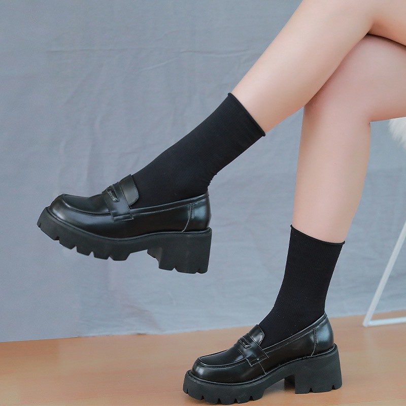 Platform Joshi loafers - Giày da bò nữ phong cách cá tính, dễ thương