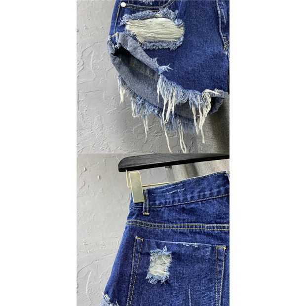 Quần Short Denim Lưng Thấp Dáng Chữ a Phối Rách Thời Trang Quyến Rũ Cho Nữ